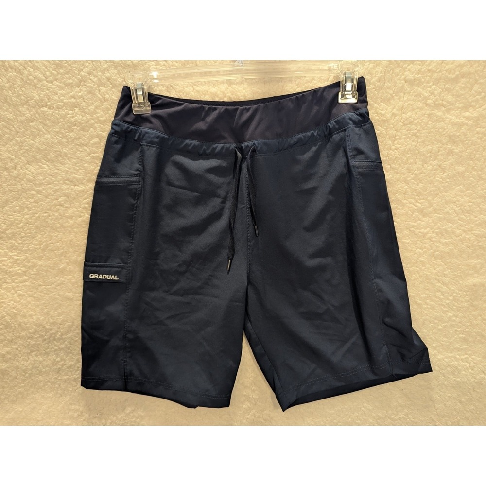 Gradual Womens Navy Blue Athletic Shorts Size L Drawstring Pockets Hiking Gym